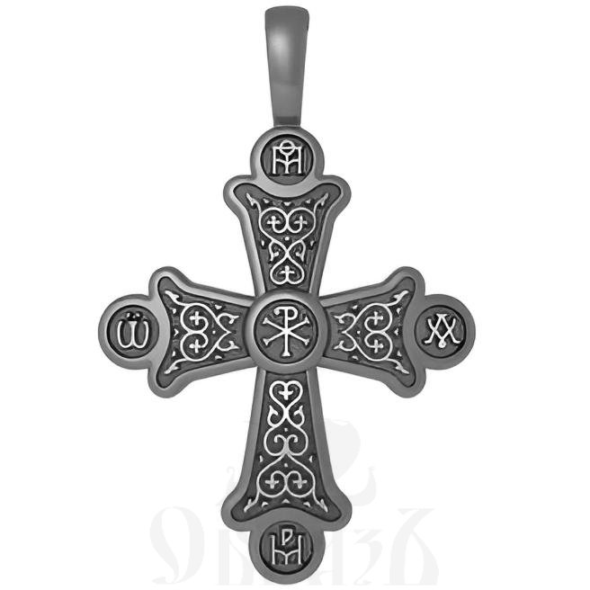 крест каплевидный хризма, серебро 925 проба с платинированием (арт. 17.011р)