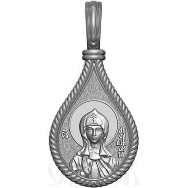 нательная икона св. преподобная аполлинария, серебро 925 проба с родированием (арт. 06.033р)