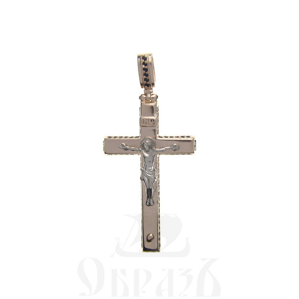 золотой крест с молитвой "спаси и сохрани", 585 проба красного и белого цвета (арт. п30091-з5кб(п_ба_м2)